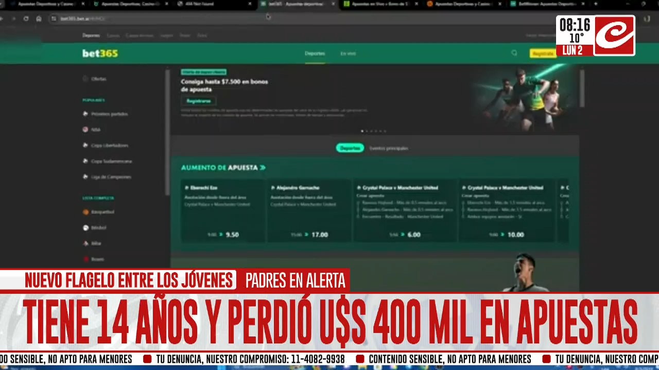 Ludopatía infantil: tiene 14 años y perdió 400 mil dólares en apuestas