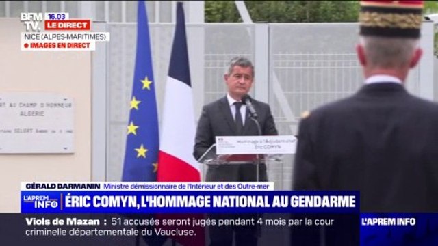 Gendarme tué à Mougins: suivez en direct l'hommage national à Éric Comyn présidé par Gérald Darmanin à Nice