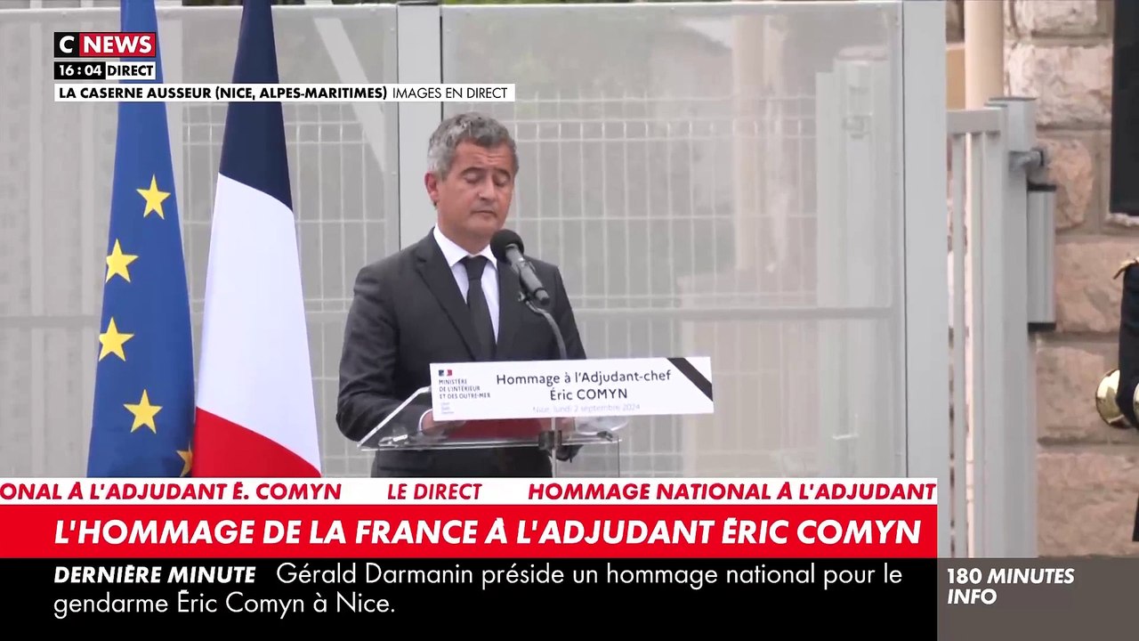 Regardez l'hommage de la France à l'adjudant Eric Comyn - Pour Gérald Darmanin, "sa mort n'est pas acceptable. La France est saisie par le choc" - "Ce n'est pas un refus d'obtempérer, c'est un crime"