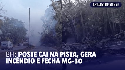 BH: poste cai na pista, gera incêndio e fecha MG-30
