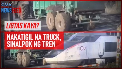 Ligtas kaya? Nakatigil na truck, sinalpok ng tren | GMA Integrated Newsfeed