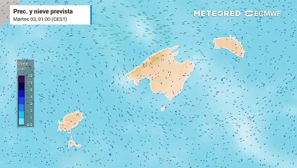 En unas horas se esperan lluvias muy fuertes en el mar Balear