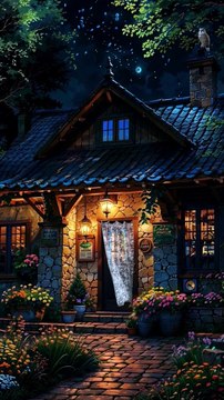 charming stone cottage | lush greenery under a sky