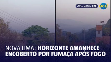 Horizonte de Nova Lima amanhece encoberto por fumaça de incêndio em mata