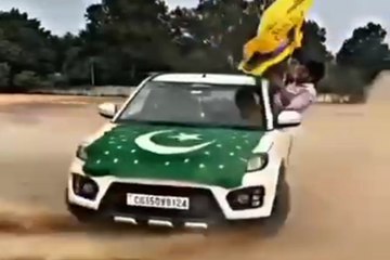 फोर व्हीलर में झंडा लगाकर युवक का खतरनाक स्टंट, वीडियो वायरल