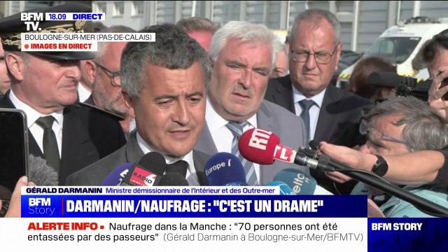 Naufrage dans la Manche: Il y a aujourd'hui 1.700 policiers et gendarmes par jour qui sont mobilisés sur cette façade , souligne Gérald Darmanin