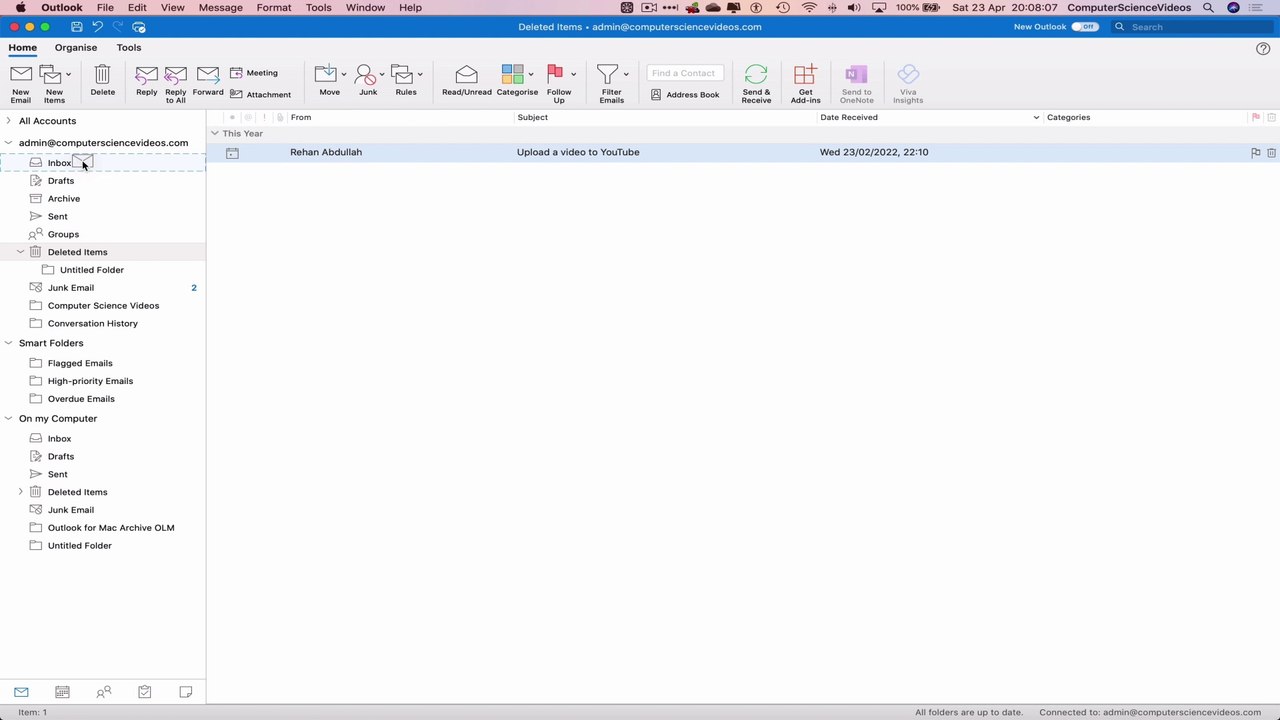 How to RECOVER a Deleted Email On Microsoft Outlook Using a Mac - Basic Tutorial | New