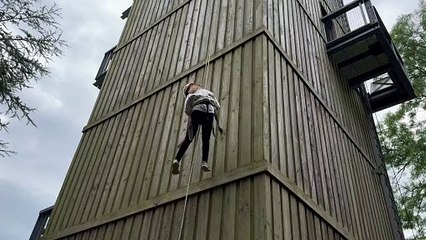 A young girl bravely abseiling at the Fire Service Open Day, video by Alan Quick IMG_1993