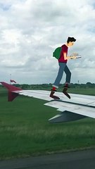 Walking on the wing of an aircraft I Do not copy on an aircraft I video editing