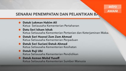 Kerajaan umum perubahan penempatan, pelantikan baharu Pengurusan Tertinggi Perkhidmatan Awam