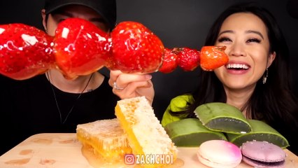 MOST POPULAR FOOD FOR ASMR with STEPHANIE SOO (Honeycomb, Aloe Vera, Tanghulu, Macarons)
