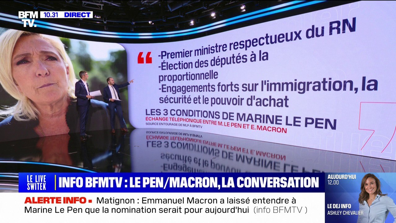 Matignon: ce qu'Emmanuel Macron et Marine Le Pen se sont dits lors de leur échange téléphonique ce mardi soir