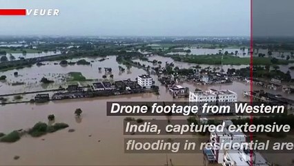 Drone Footage Reveals Widespread Flooding in India After Cyclonic Rains