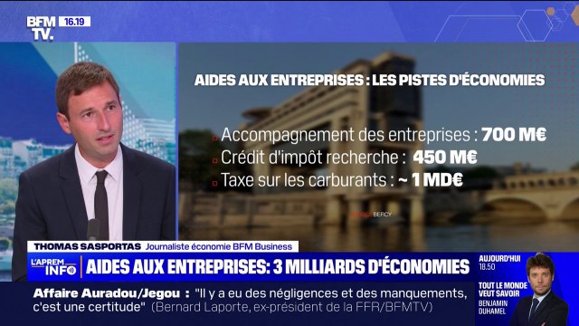 Déficit: Bercy explore la piste de coupes dans les aides aux entreprises pour faire 3 milliards d'euros d'économies
