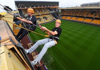 Wolves legend John Richards speaks about his experience of abseiling down the Wolves stadium for charity.