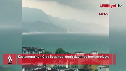 Cide'de deniz üzerinde hortum! O anlar anbean kaydedildi