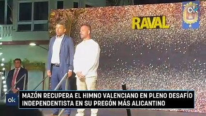 Mazón recupera el himno valenciano en pleno desafío independentista en su pregón más alicantino