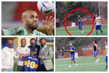 Dani Alves se deja ver con camiseta de Boca Juniors mientras disputa cascarita tras salir de prisión