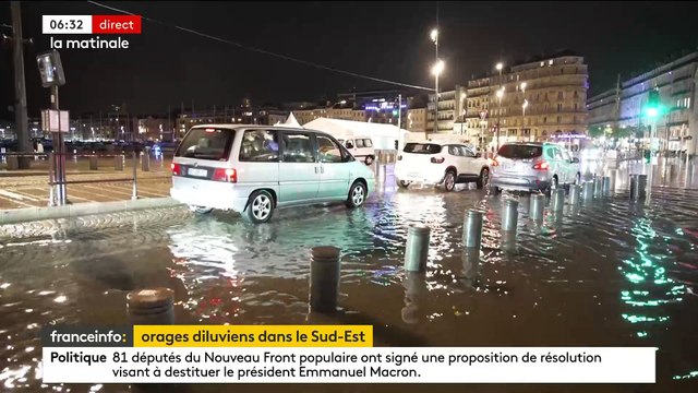 Les images des violentes pluies sur le sud-est : A Marseille, le Vieux-Port a débordé, dans le Var et les Alpes-Maritimes où des dizaines d'inondations sont signalées