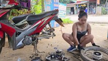 Genius Girl_ Repair and restore HONDA WAVE 110CC motorbike