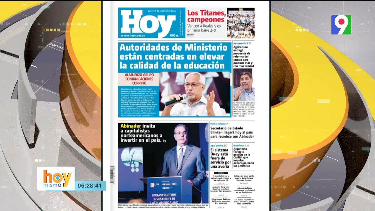 Titulares de prensa dominicana jueves 05de septiembre 2024 | Hoy Mismo