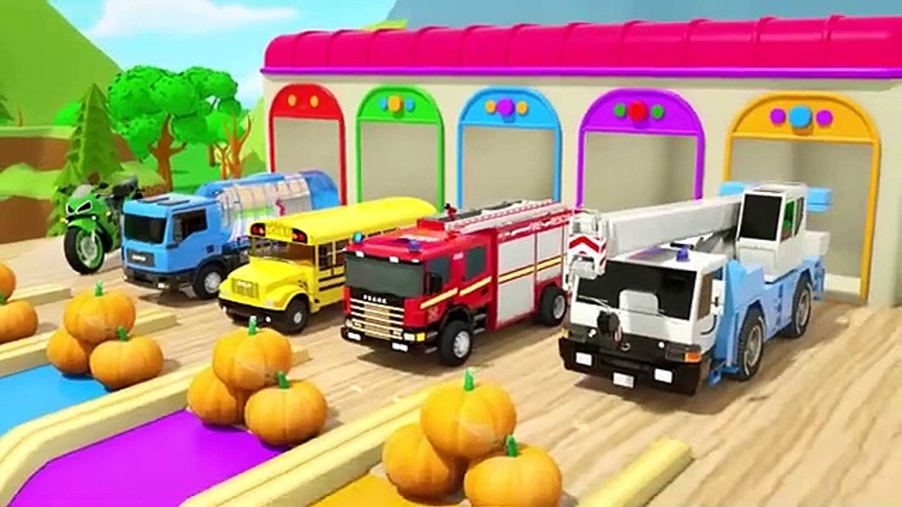 Wheels on the Bus song - Giant wheels and long slides with cars - Baby Nursery Rhymes & Kids Songs