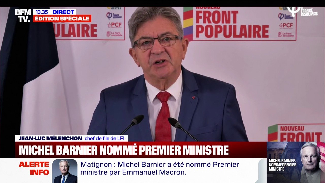 Michel Barnier nommé Premier ministre: "L'élection a été volée au peuple Français", réagit Jean-Luc Mélenchon