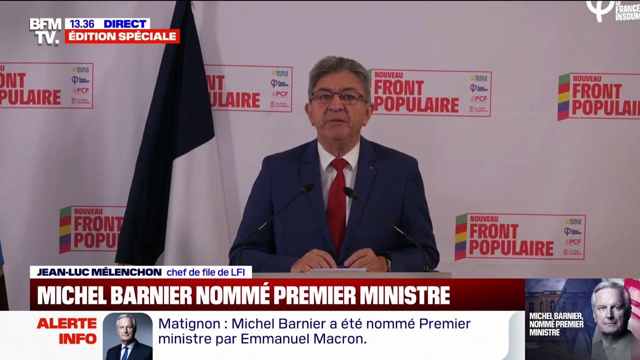 Michel Barnier Premier ministre: "Nous découvrons un Premier ministre qui est nommé avec la permission du RN", estime Jean-Luc Mélenchon
