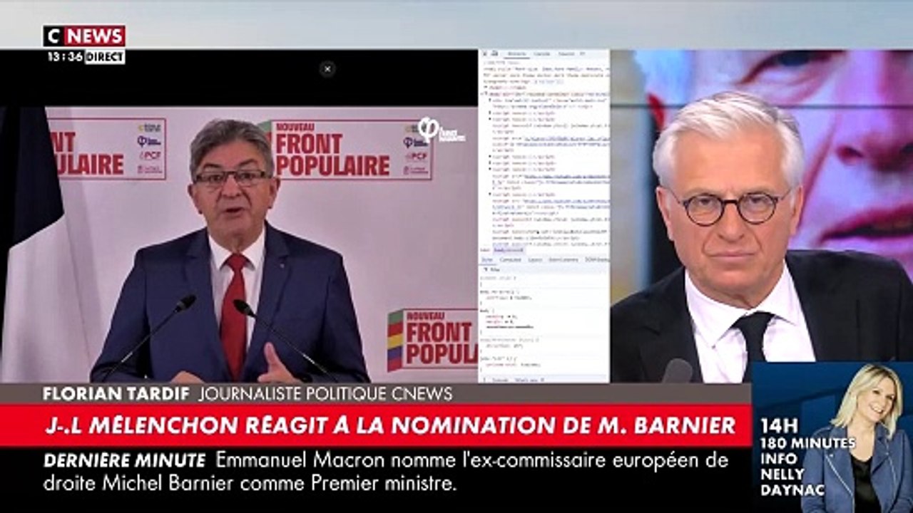 Regardez la première réaction de Jean-Luc Mélenchon après la nomination de Michel Barnier à Matignon: "On nous a volé l'élection !" - VIDEO