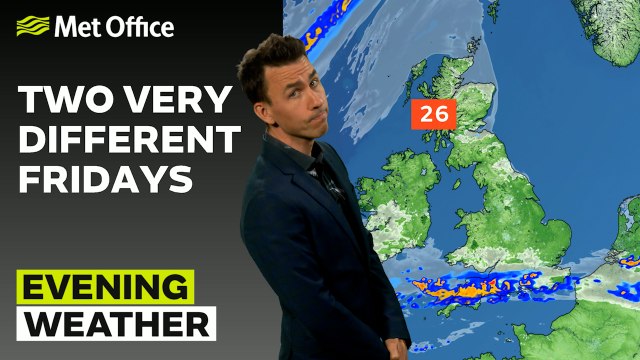 Met Office Evening Weather Forecast 05/09/24 - Warm sunshine northwest, wet south