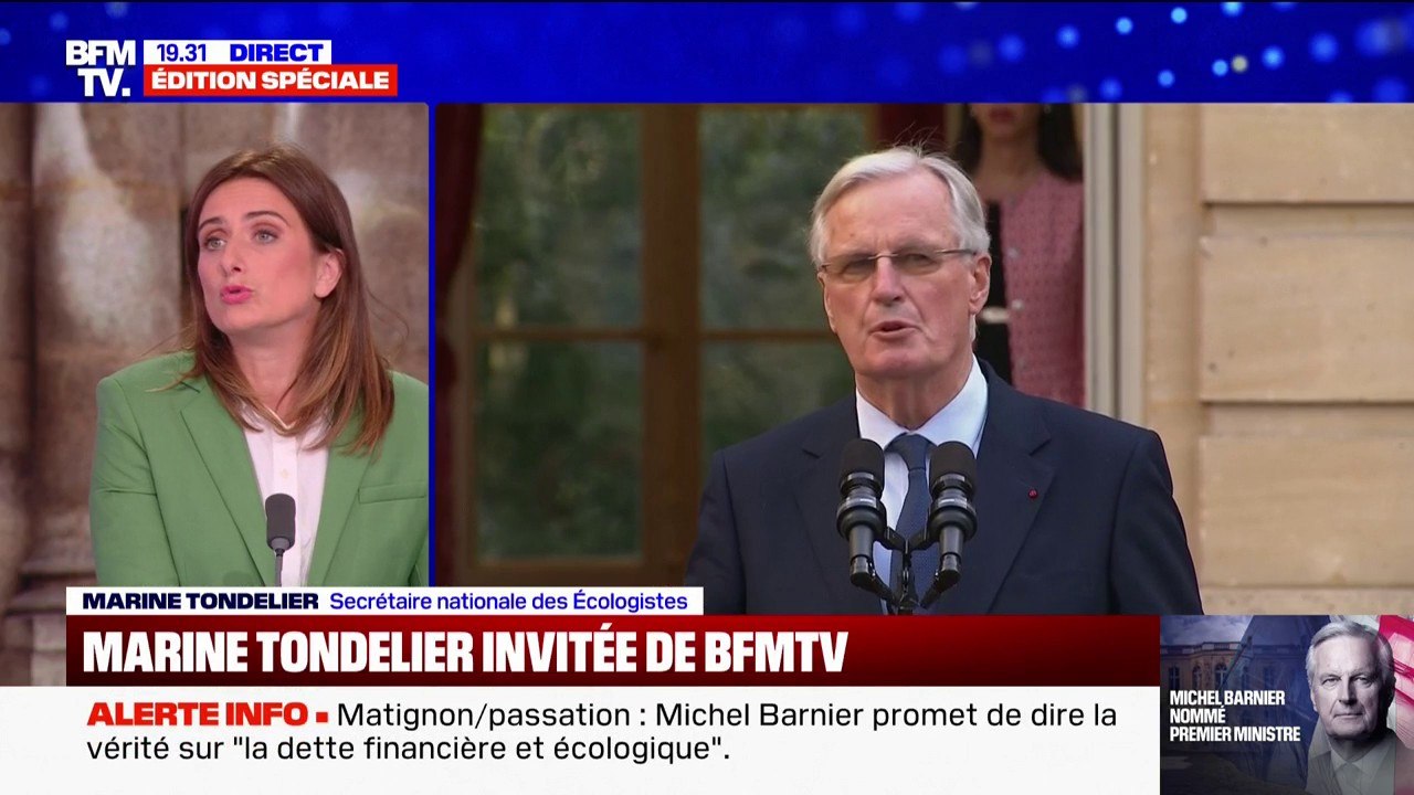 Michel Barnier à Matignon: "Nous sommes passés du front républicain à l'affront républicain", réagit Marine Tondelier (les Écologistes)