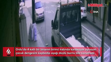 Kardeşiyle oynarken pencereden düştü burnu bile kanamadı