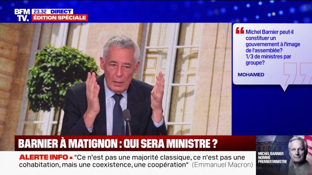 Michel Barnier à Matignon: Peut-être le meilleur choix possible, compte tenu de sa personnalité et de sa capacité à négocier , estime Henri Guaino (ancien député LR)