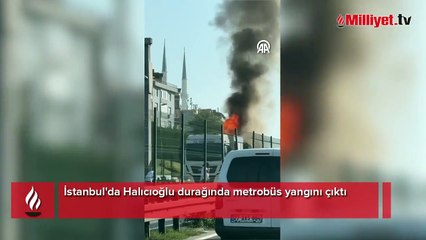 Download Video: Halıcıoğlu durağında metrobüs yangını çıktı