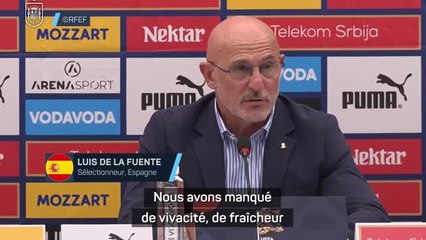 Download Video: Espagne - De la Fuente déplore “un manque de fraîcheur, de vivacité” après le nul contre la Serbie