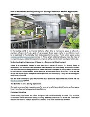 How to Maximise Efficiency with Space-Saving Commercial Kitchen Appliances