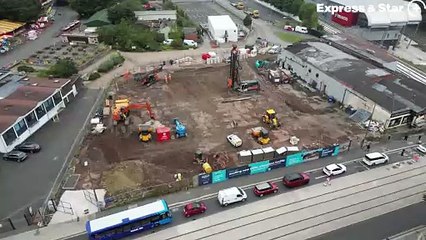 Aerial footage showing work beginning on the £26m education facility in Dudley.