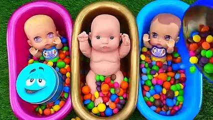 Rainbow Satisfying Video l ASMR Mixing Candy & Yummy Skittles in Three Bathtubs with M&M's Slime