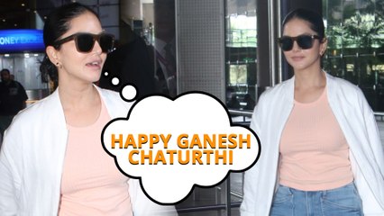 Happy Ganesh Chaturthi: Sunny Leone Showers Festive Wishes During Airport Arrival  "