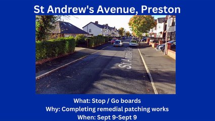 Roadworks starting in Preston & South Ribble (9/9-15/9)