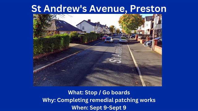 Roadworks starting in Preston & South Ribble (9/9-15/9)