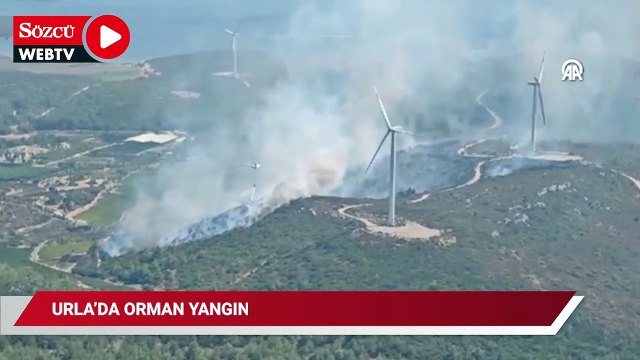 Urla ilçesinde çıkan orman yangınına müdahale ediliyor