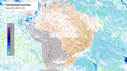 Previsão de chuva em algumas cidades do Sul do país