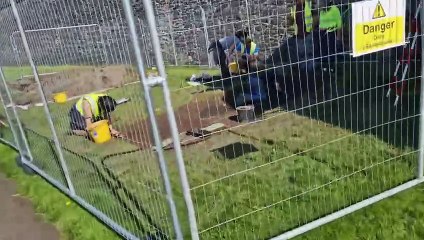 Archaeology dig under the walls