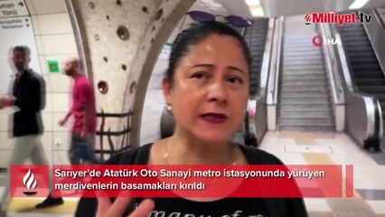 Download Video: Sarıyer'de metroda korku dolu anlar! Yürüyen merdiven basamakları kırıldı