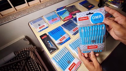 Unboxing Review Testing of Unomax Frostron, Geltron, DotX, pearl, boldtron and many more 10rs ball and gel pen