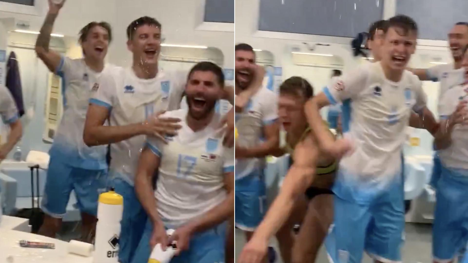 El loco festejo de San Marino tras su primera victoria oficial