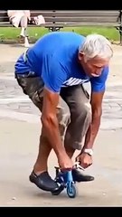 A Grandpa Riding a Mini Bike