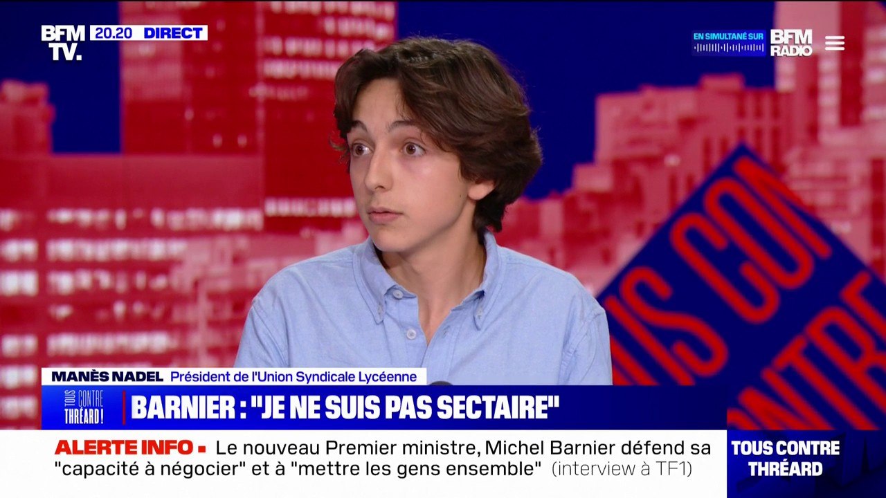 Michel Barnier à Matignon: "Une politique de consensus entre Emmanuel Macron et le RN", pour Manès Nadel (Union syndicale lycéenne)