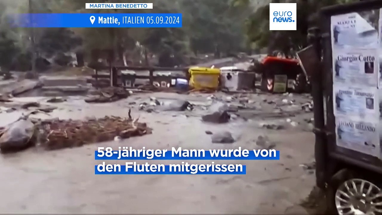 Starkregen in Norditalien: Mann wird von den Fluten mitgerissen